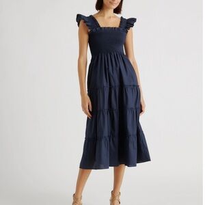 Quince Midnight Blue Organic Cotton Midi Dress